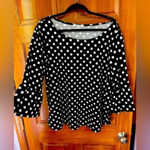 Polka dot bell sleeve top